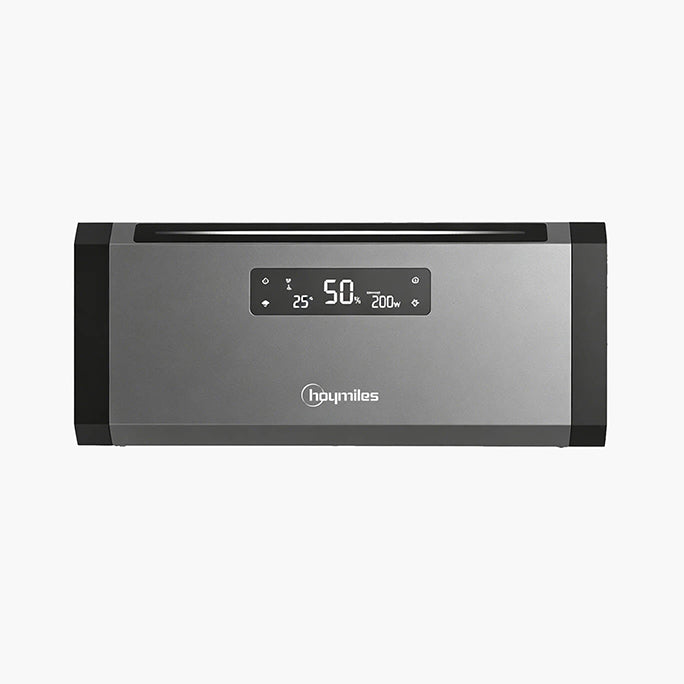Hoymiles HiBattery 1920 AC de frente, com o painel de estado