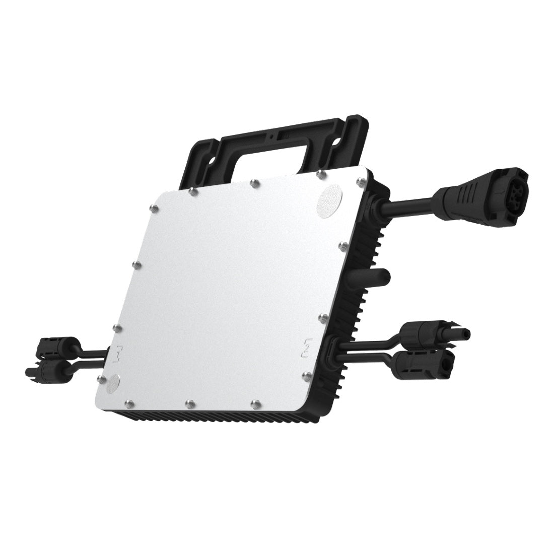 Microinversor Hoymiles HMS-800W-2T visto de trás, com a base de alumínio